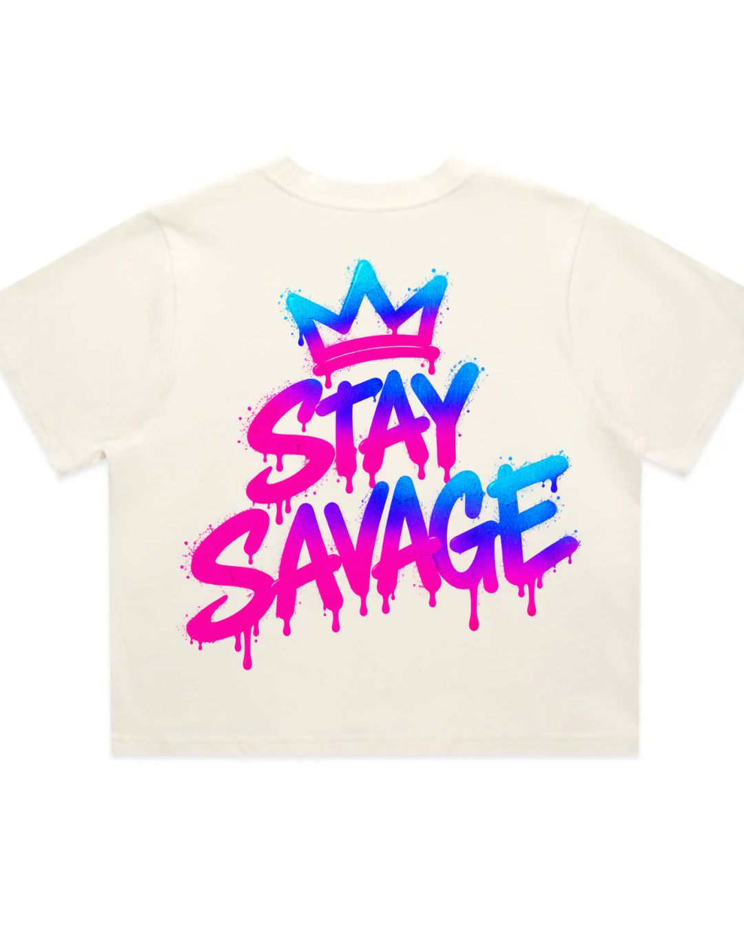 Miami Nights Stay Savage Crown Women's Crop Tee