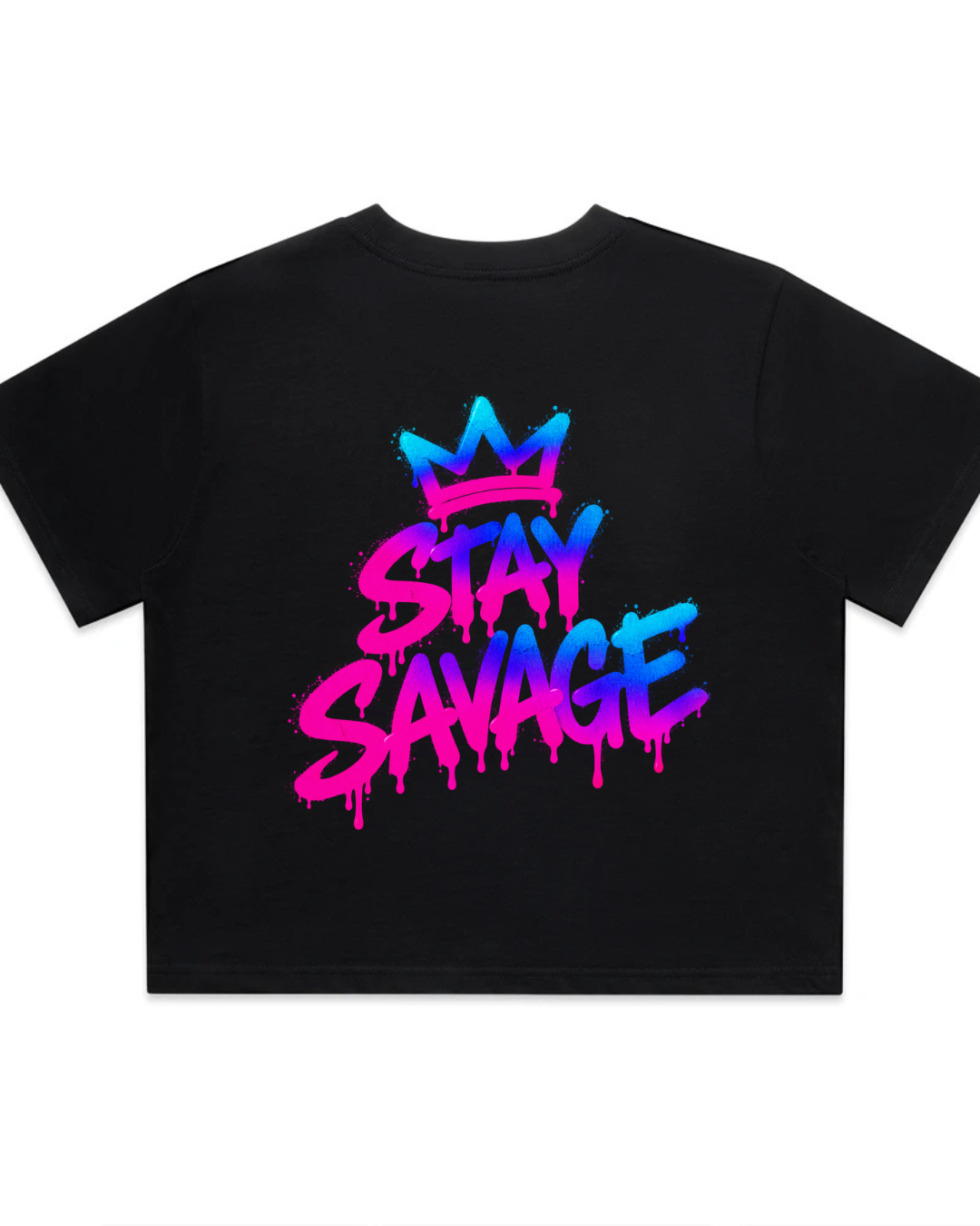 Miami Nights Stay Savage Crown Women's Crop Tee